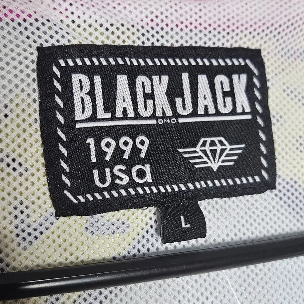 Blackjack 1999 USA Retro 80s 90s Print Windbreaker 1/2 Zip Pullover, size Large - Picture 5 of 5